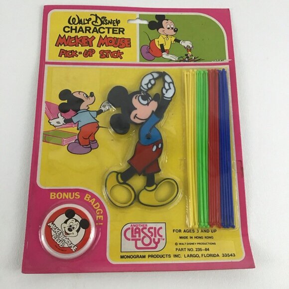 Other - Disney Character Mickey Mouse Pick Up Sticks Classic Game Badge Vintage 80s Toy